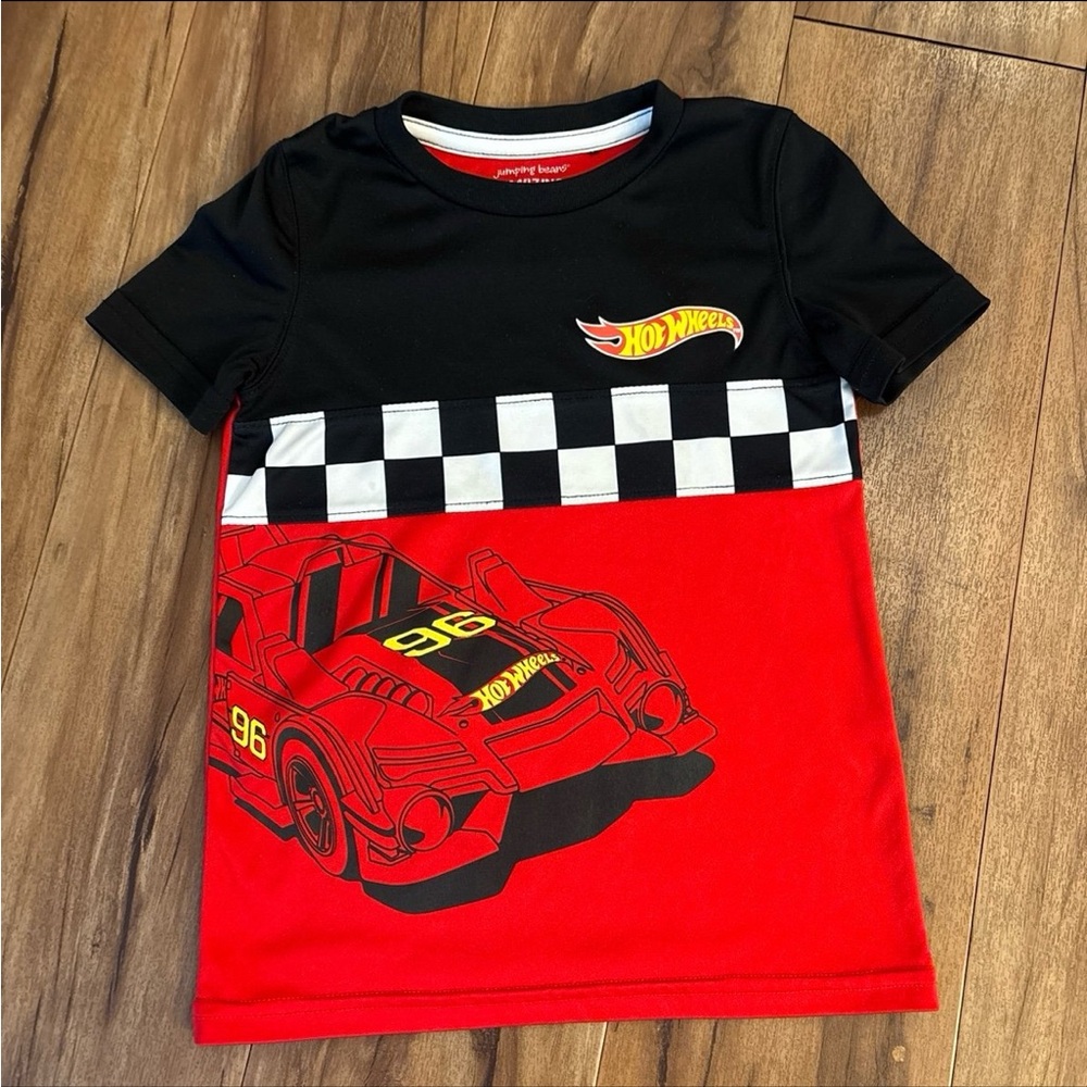 Hot Wheels Black and Red Racing Shirt Sz 5